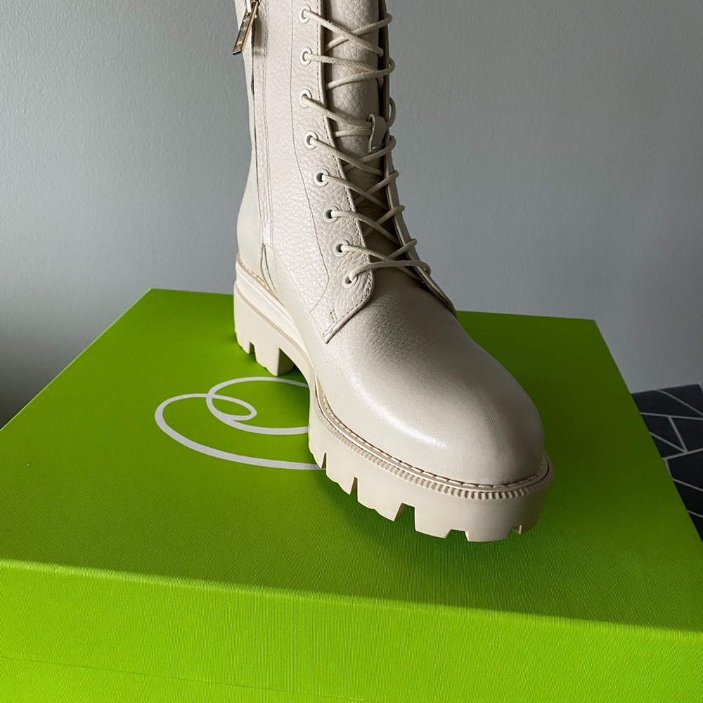 Sam Edelman Garret Combat Boots - Ivory